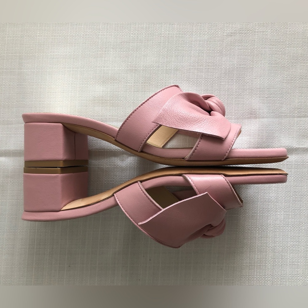 Clorinda Antinori Sandals Pink Leather Block Heel Made in Italy Size 7 $345 - Picture 8 of 12